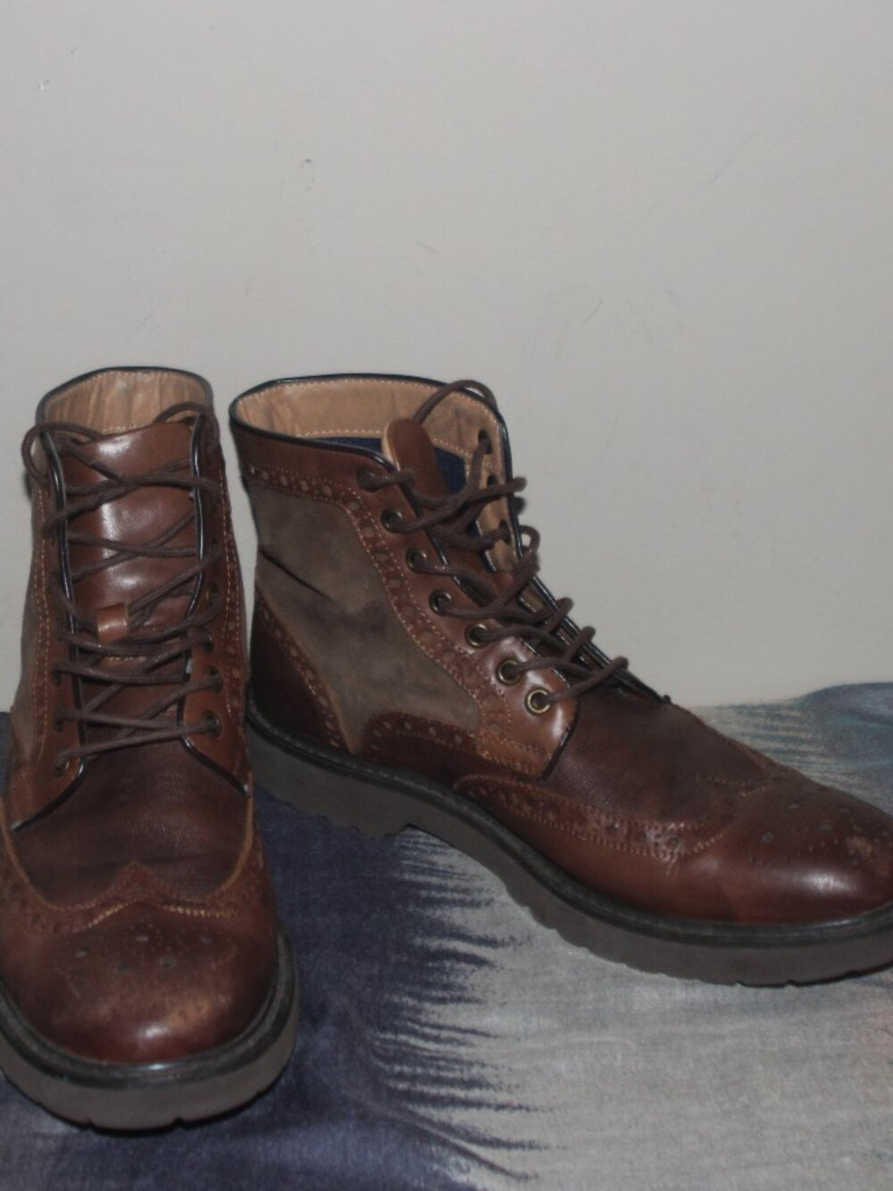 11a   MENS LA MILANO WING TIP ANKLE BOOTS -9 - BROWN LEATHER